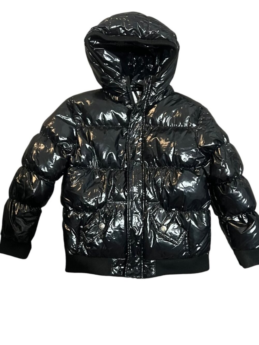Appaman Kids Shiny Puffer Coat Size 8 Black Duck Down